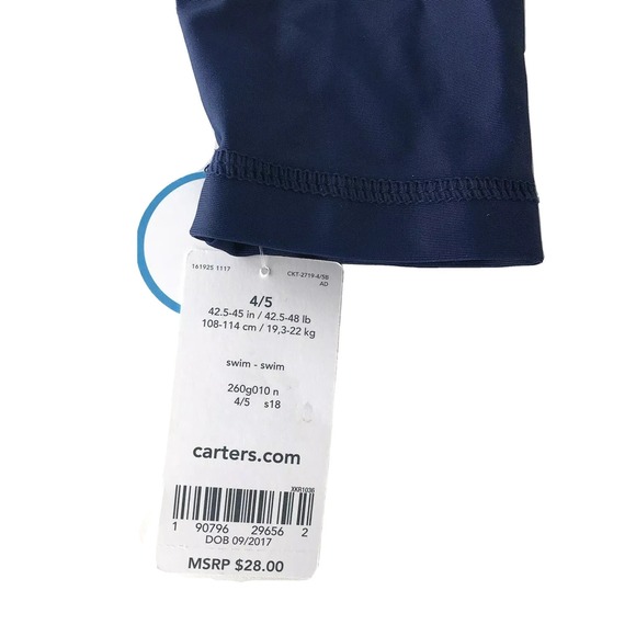 Carter's Swim Top Shirt Big Kahuna Surfing UPF 50+ Long Sleeve Blue Size 4/5 - Picture 5 of 5